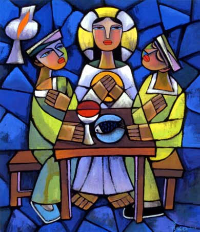 Supper at Emmaus painted by He Qi.Image courtesy of Vanderbilt University Divinity Library