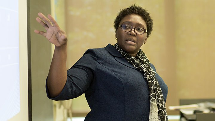 Nursing professor Adejoke Ayoola was one of nine Calvin College faculty members who shared scholarly insights with attendees at the 