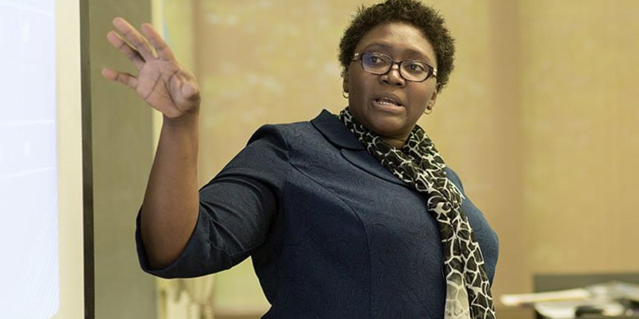 Nursing professor Adejoke Ayoola was one of nine Calvin College faculty members who shared scholarly insights with attendees at the "Taking Your Church to College" event in June 2016.